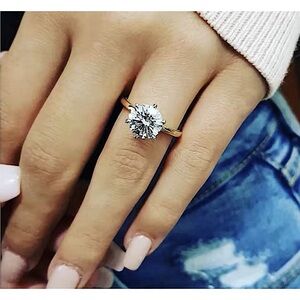 2Ct Solitaire Platinum S925 Simulated Diamond Engagement Wedding Ring, Size 6